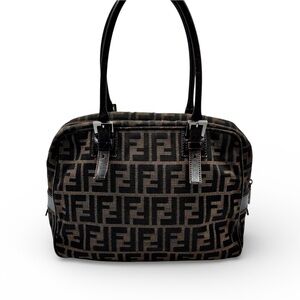 Fendi Vintage Zucca Canvas Boston Shoulder Bag Brown